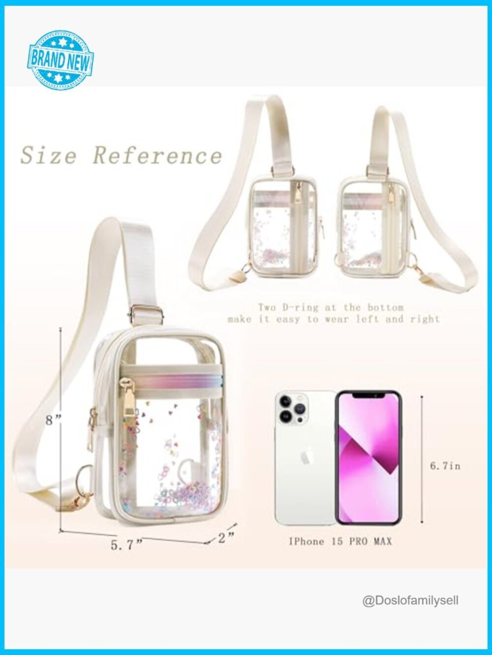 Clear Crossbody Sling Bag Stadium Approved TPU Shoulder Pack Festival Concerts - Picture 5 of 7